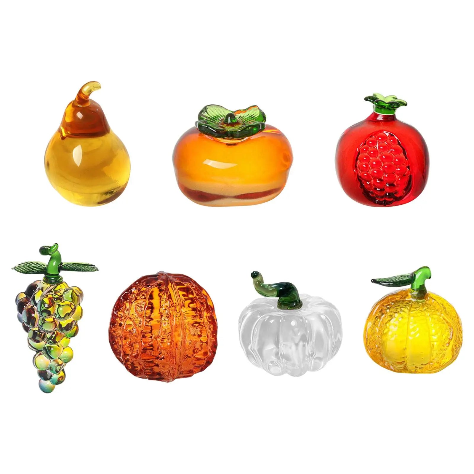 Glass Fruit Figurine Fruit Ornament Paperweight Cute Crafts Miniature Crystal Statue for Desktop Car Home Office Decoration Zpaxo