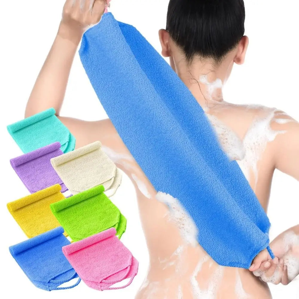 Handles Exfoliating Back Washers Scrub Double-sided Stretchable Backs Zpaxo