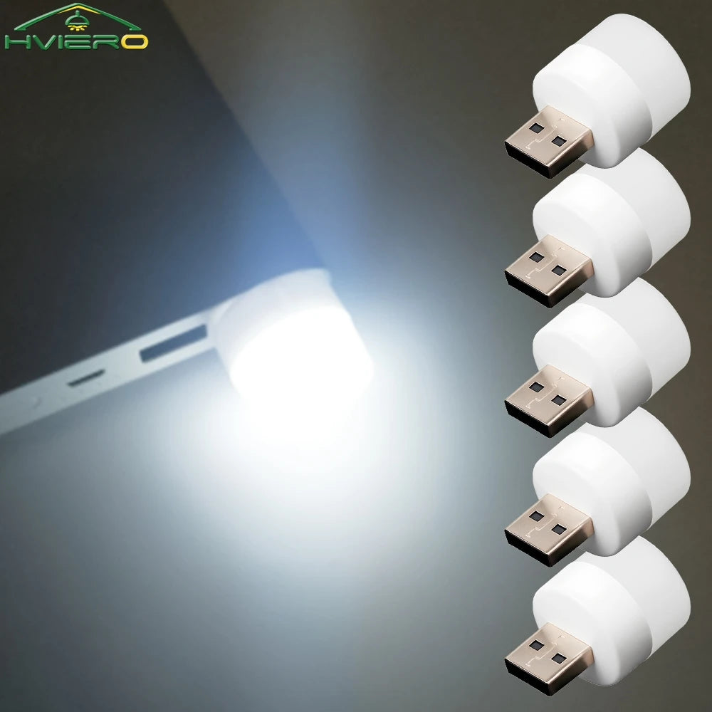 USB LED Plug Night Light – Warm & White | Book Lamp