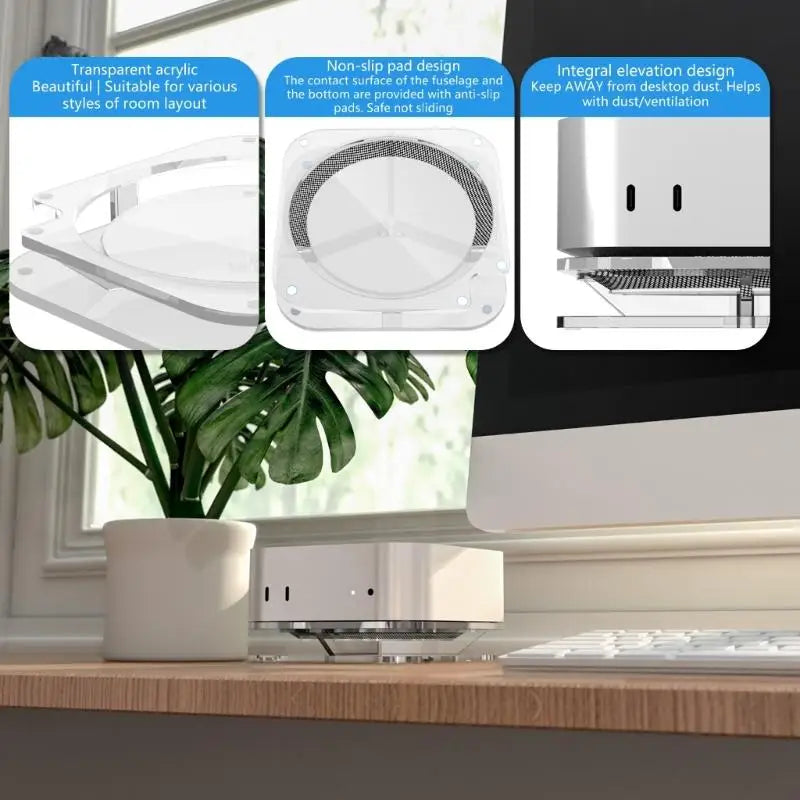 652F Modern Acrylic Desktop Mount Antidust Cooling Platform Mini Zpaxo