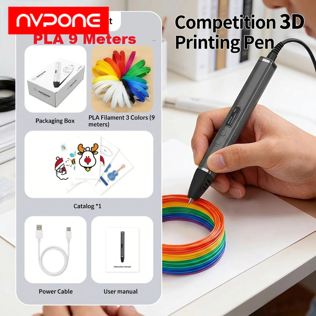 Professional 3D Printing Pen PLA Filament Doodling Making Detachable