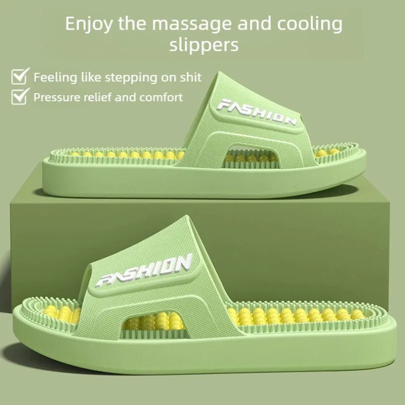 SHAJI Unisex Acupressure Massage Cloud Slides Summer Non Slip Flat