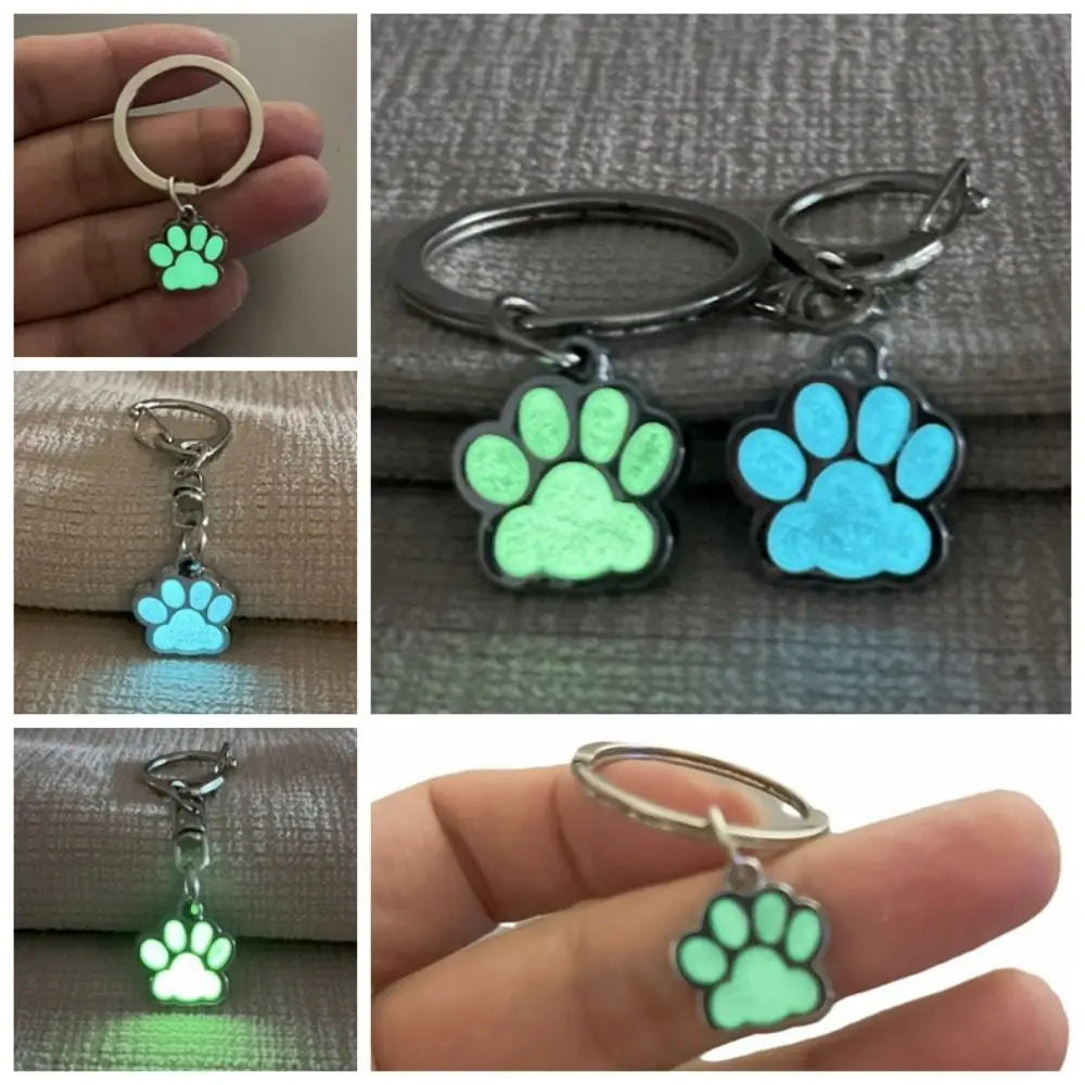 Fashion Glow in Dark Luminous Paw Keychain Bag Ornament Animal Footprints Cat Paw Keyring Alloy Cartoon Bag Pendant Zpaxo