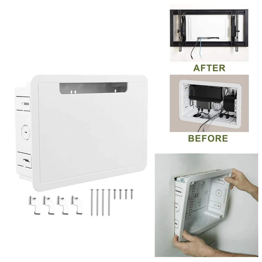 Cable Management Kit 9inch in-Wall TV Media Box Recessed TV Outlet & Network Enclosure in-Wall Enclosure, TV Home Theater Box Zpaxo