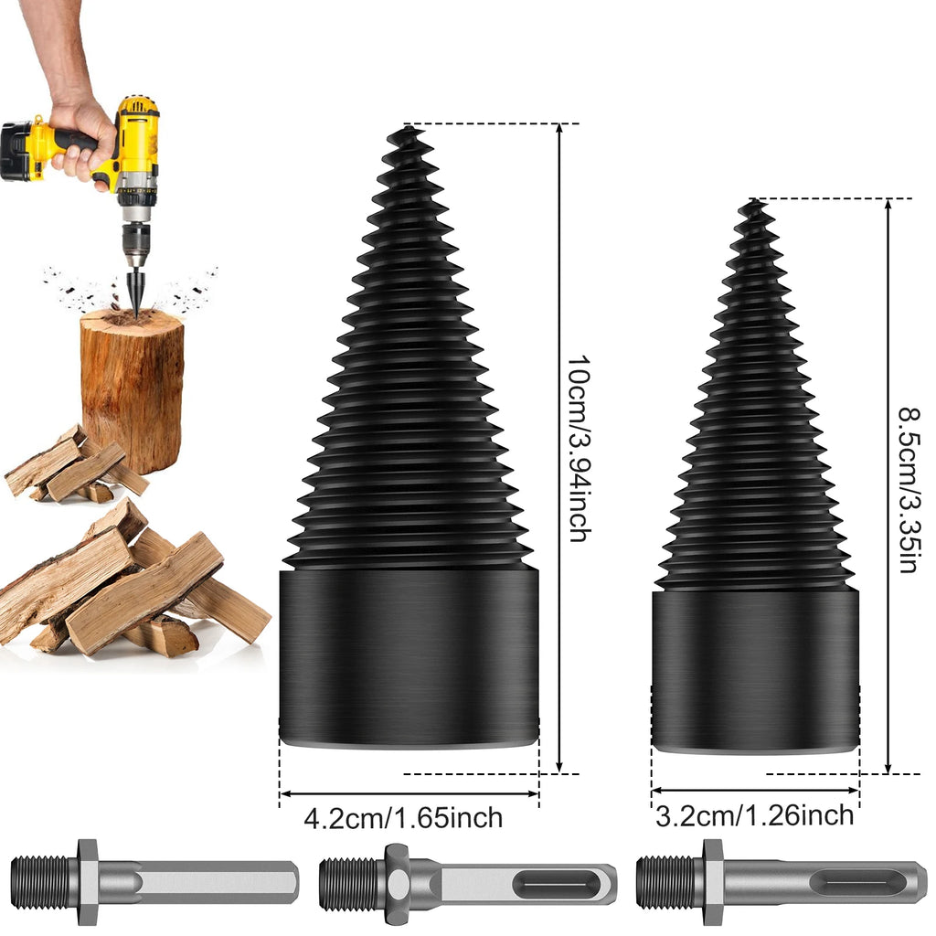 1/2PC Firewood Log Splitter 32/42mm Sturdy High-Carbon Steel Wood Log Splitter Screw Cones Drill Bit with Hex/Round/Square Shank Zpaxo