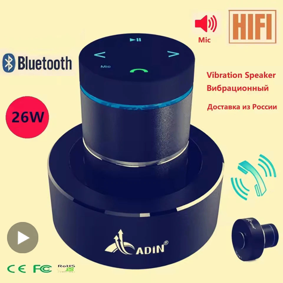 AyeBeau Vibro Subwoofer 26W Portable Bluetooth Bass Speaker Portable Bluetooth Speaker Zpaxo