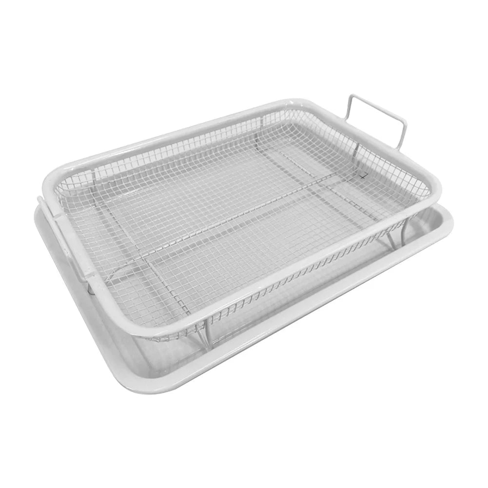 Stainless Steel French Fries Basket Heat-resistance Square Chips Fry Baskets Multi-function Western Snacks Air Fryer Accessories Zpaxo White