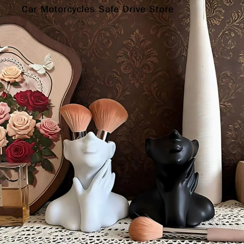 Creative Makeup Brush Holder Human Face Art Desktop Decoration Large