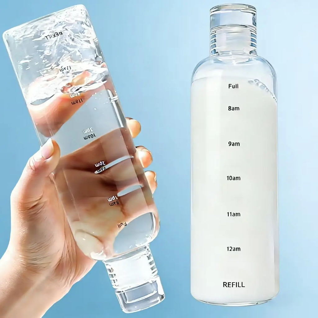 Time Marker Water Bottle Plastic Leakproof Shatterproof Lightweight