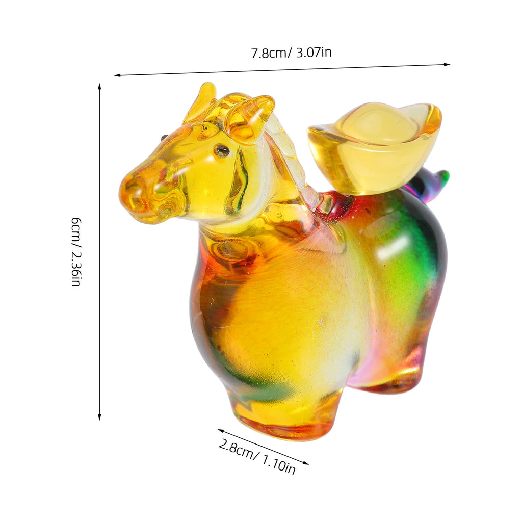 Glass Horse Statue Chinese Zodiac 2026 Feng Shui Tabletop Decoration