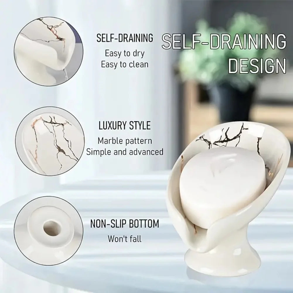 Ceramic Leay Shower Soap Holder Bathroom Suppliesaf Shape Box Water Zpaxo
