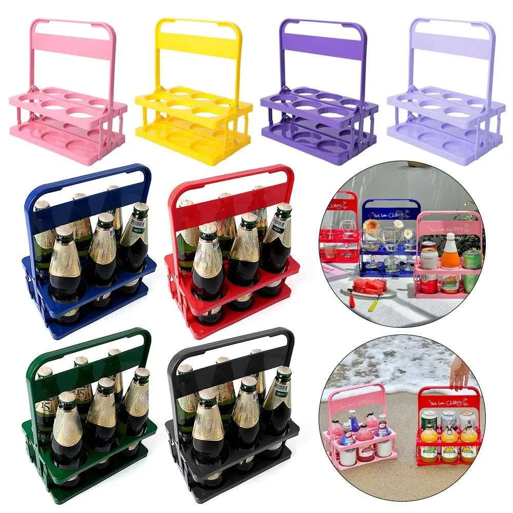 1Pcs 6 Hole Beer Bottle Carrier Cup Foldable Reusable Drink Holder Durable Cup Organizer Bar Beverage Display Wine Rack Zpaxo