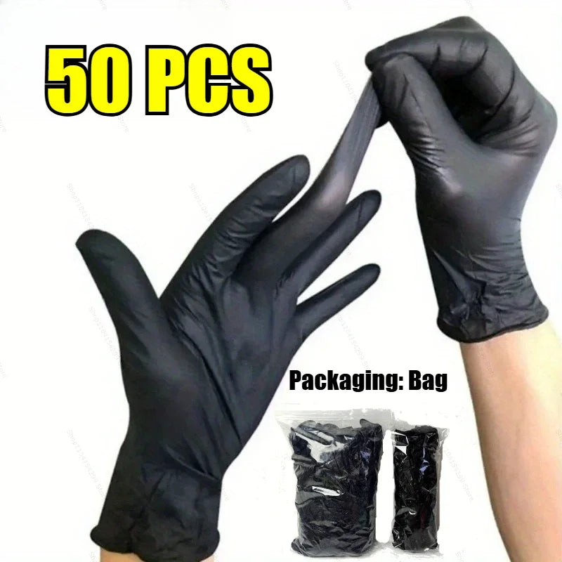 Disposable Nitrile Waterproof Gloves Dish Washing Kitchen Household Gloves Dog Wash Cleaning Glove for Food Working Latex Gloves Zpaxo 50 PCS M-23x10cm