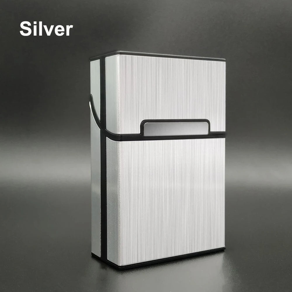 Portable Slim Aluminum Cigarette Case Regular King Size Plastic Cigar Tobacco Holder Box Storage Container Smoking Accessories Zpaxo Silver