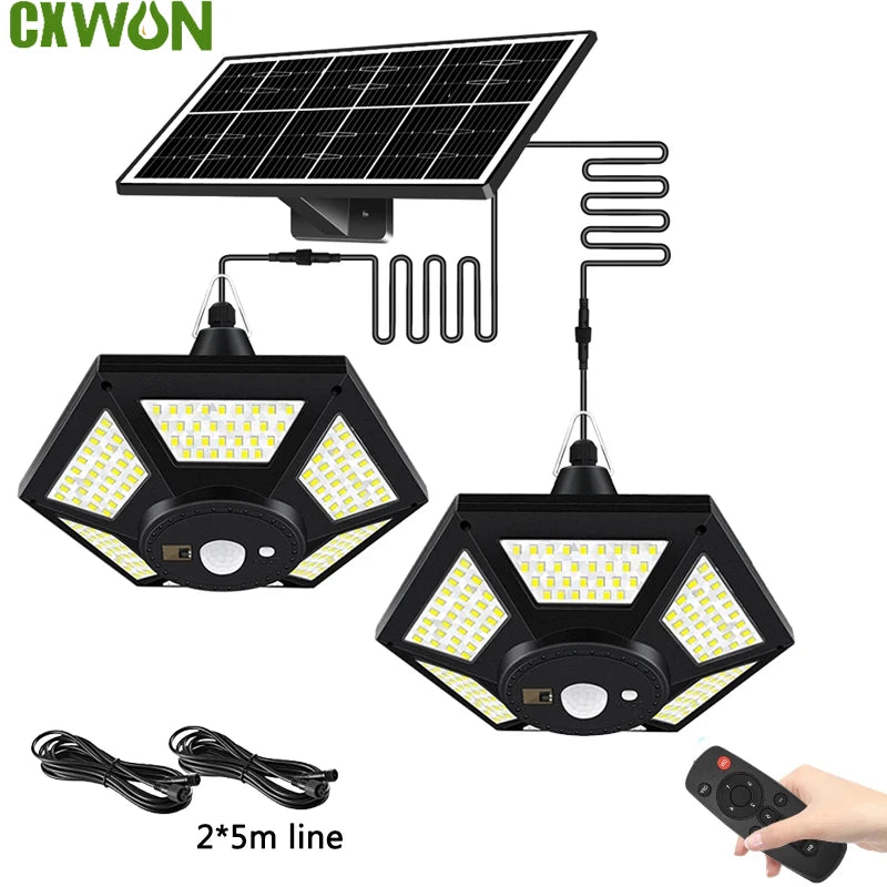Dual Head Solar Shed Lights Motion Sensor Outdoor Indoor LED 5M Line Zpaxo Double-360LED Warm-3500K China Mainland