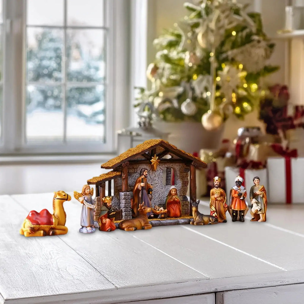 Christmas Nativity Nativity Scene Manger Religious Decor Miniature Figurines Home Decor for Patio Office School Living Room Zpaxo
