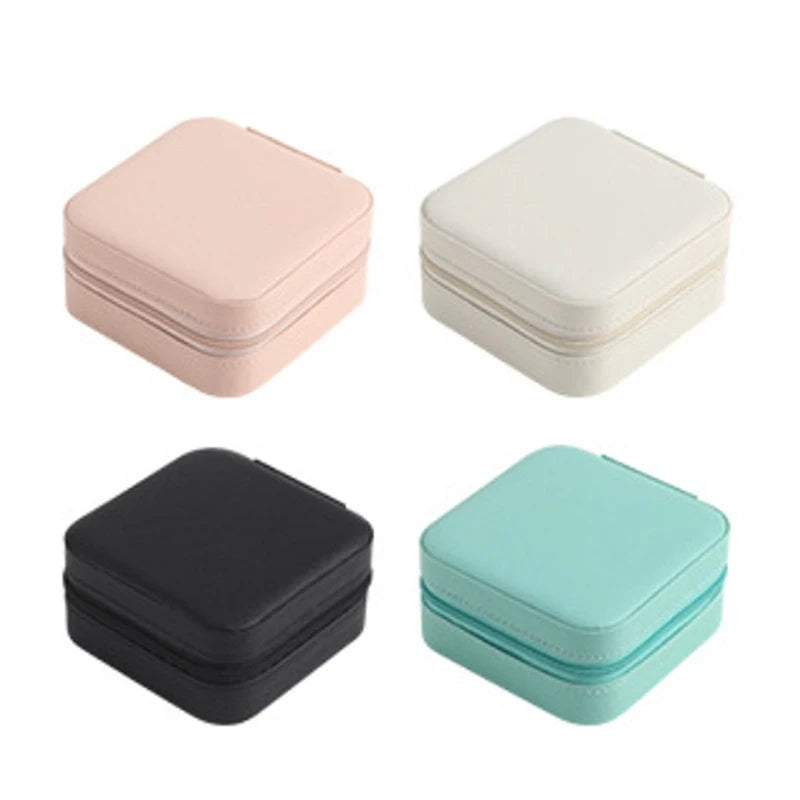 Mini Jewelry Organizer Display Travel Jewelry Zipper Case Boxes Earrings Necklace Ring Portable Jewelry Box Flip Top Storage Zpaxo
