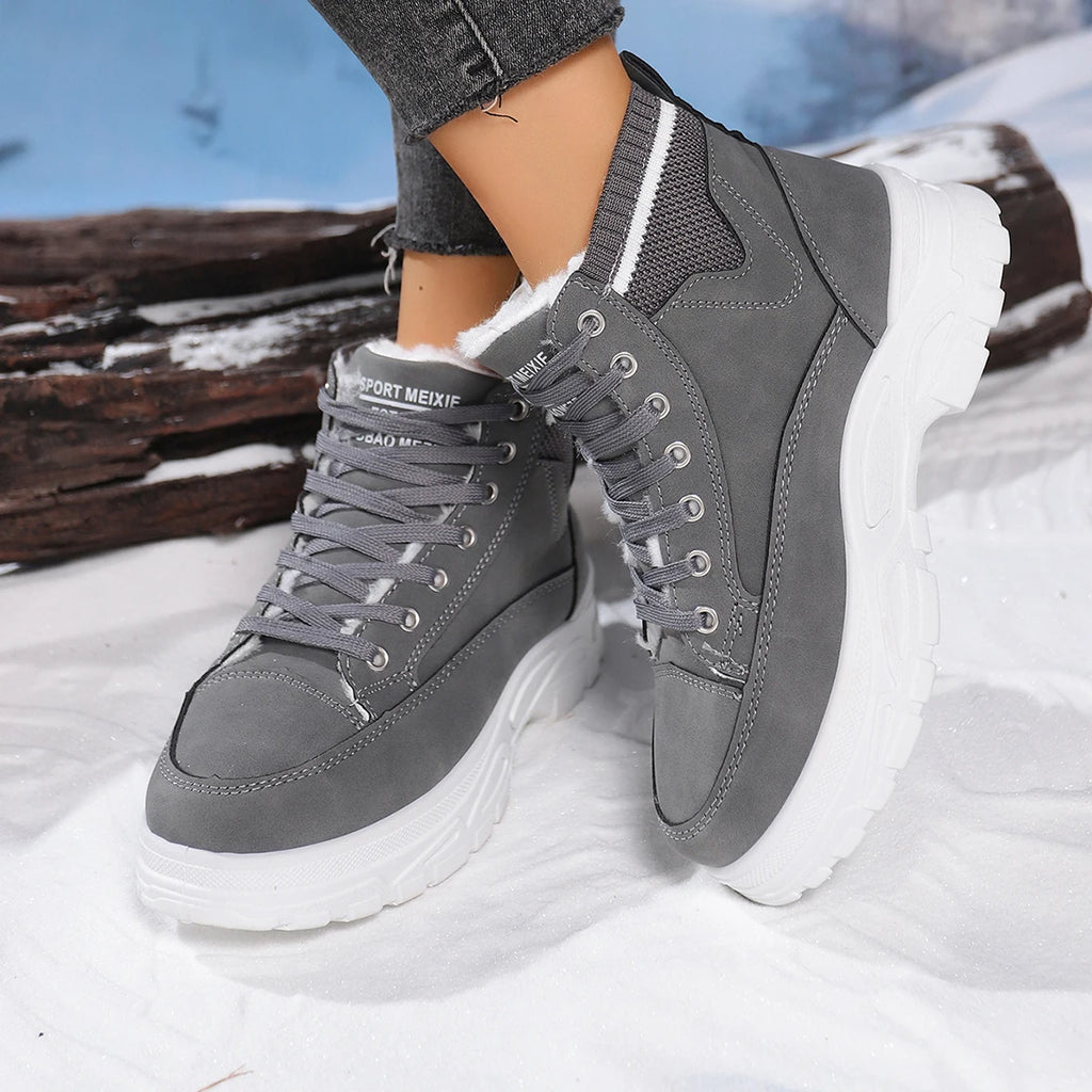 Women Snow Boots Waterproof Platform Sports Ankle Boots Winter Warm High Top Cotton Shoes Fashion Height Increased Boots Women Zpaxo