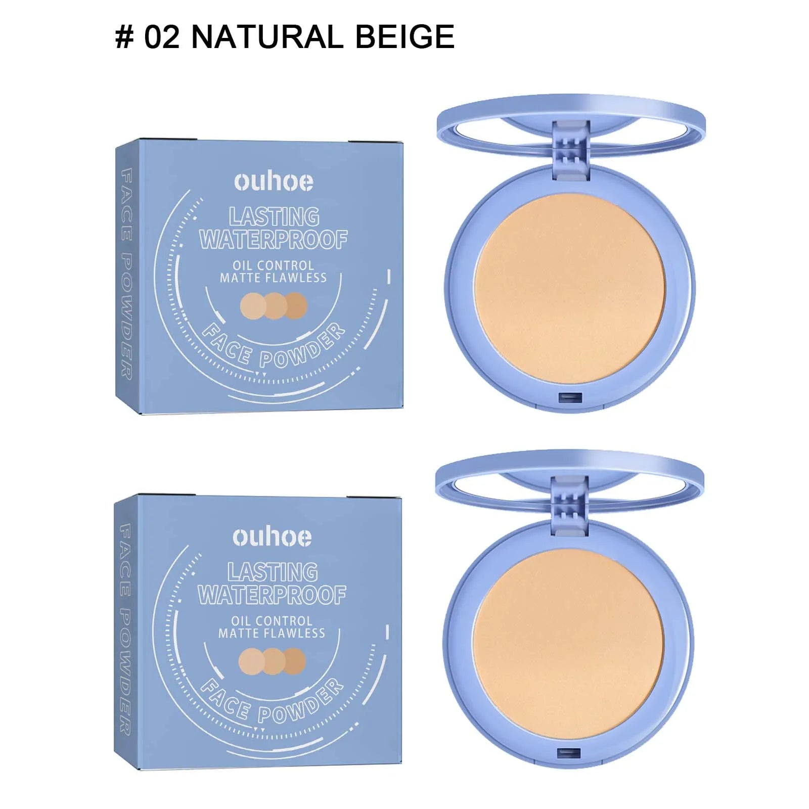 Matte Setting Pressed Powder – Oil Control & Full Coverage Setting Pressed Powder Zpaxo 2Pc natural beige