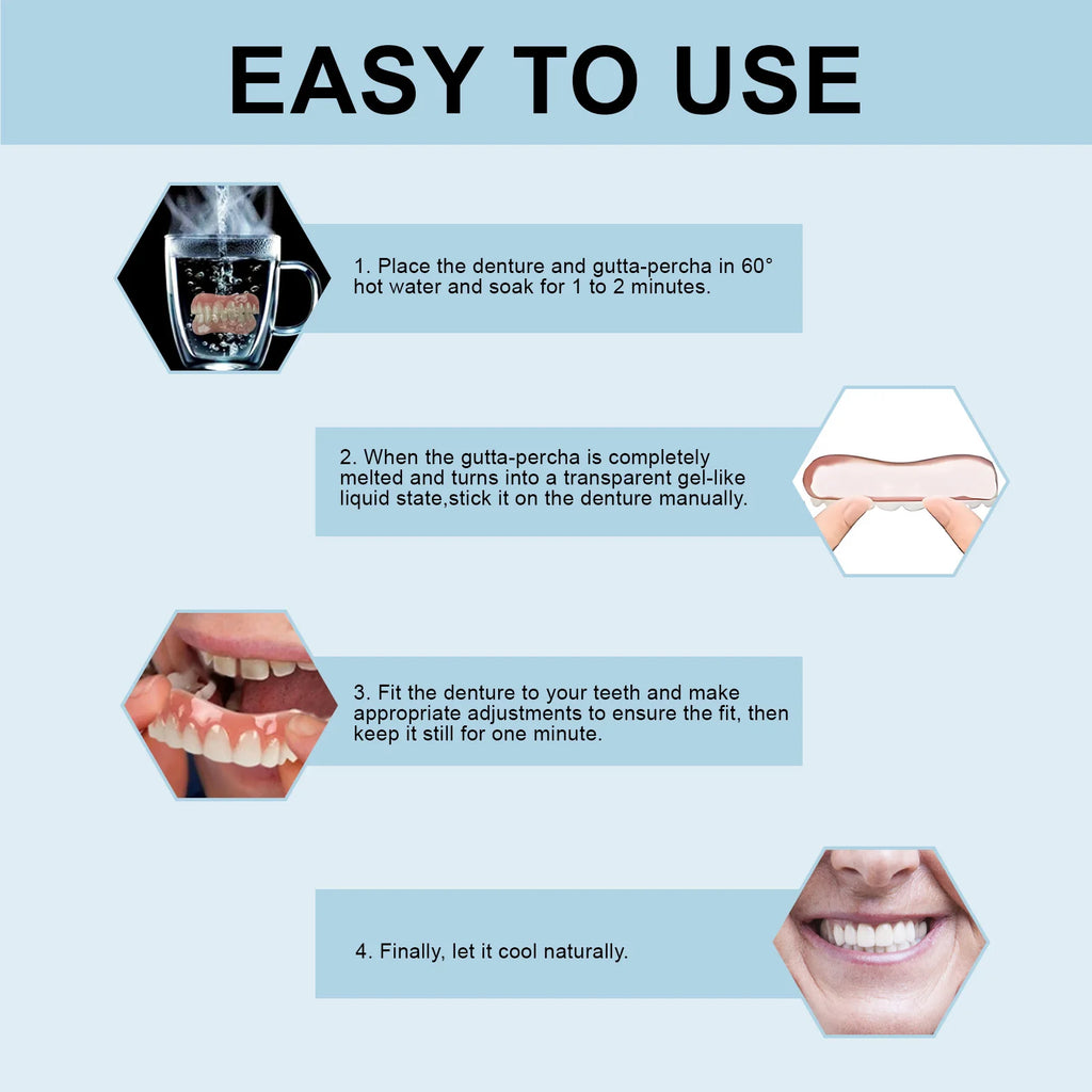Silicone Denture Set Fit Temporary Orthodontic Teeth Dentures Fake Tooth Oral Hygiene Care Whitening Dentures Simulation Braces Zpaxo