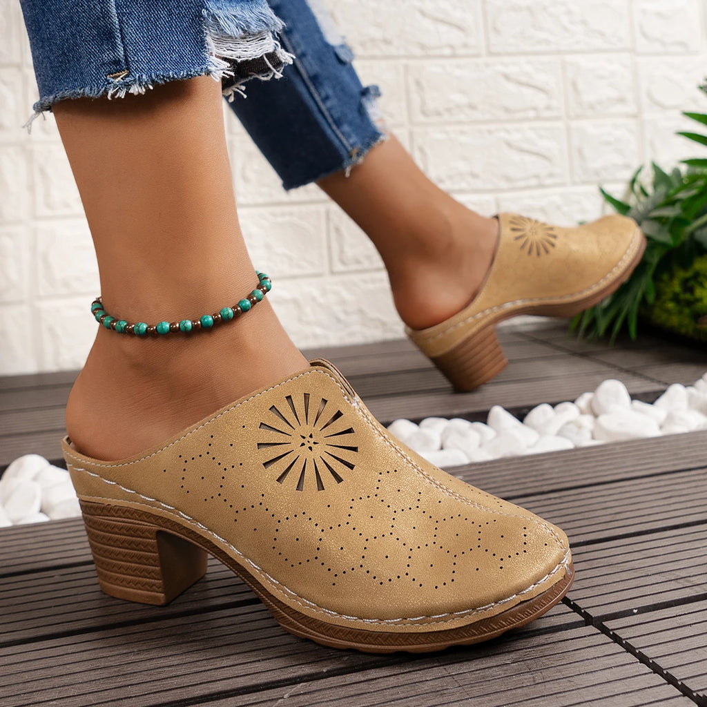 Women Shoes Hollow Out Heeled Thick Soled Cork Wedge Sandals Summer Zpaxo