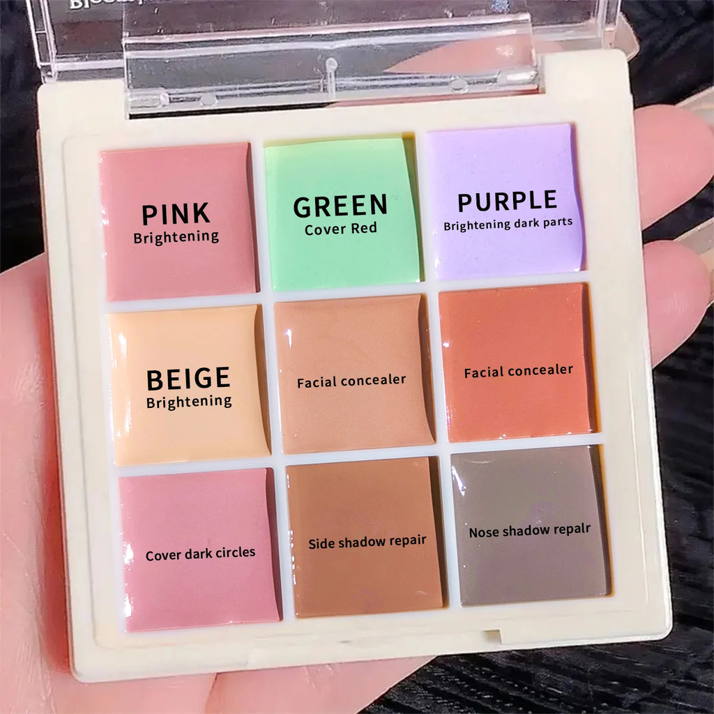 9-color Concealer palette - Full coverage - corrects spots, prevents sweating, acne, dark circles, and facilitates touch-ups Zpaxo