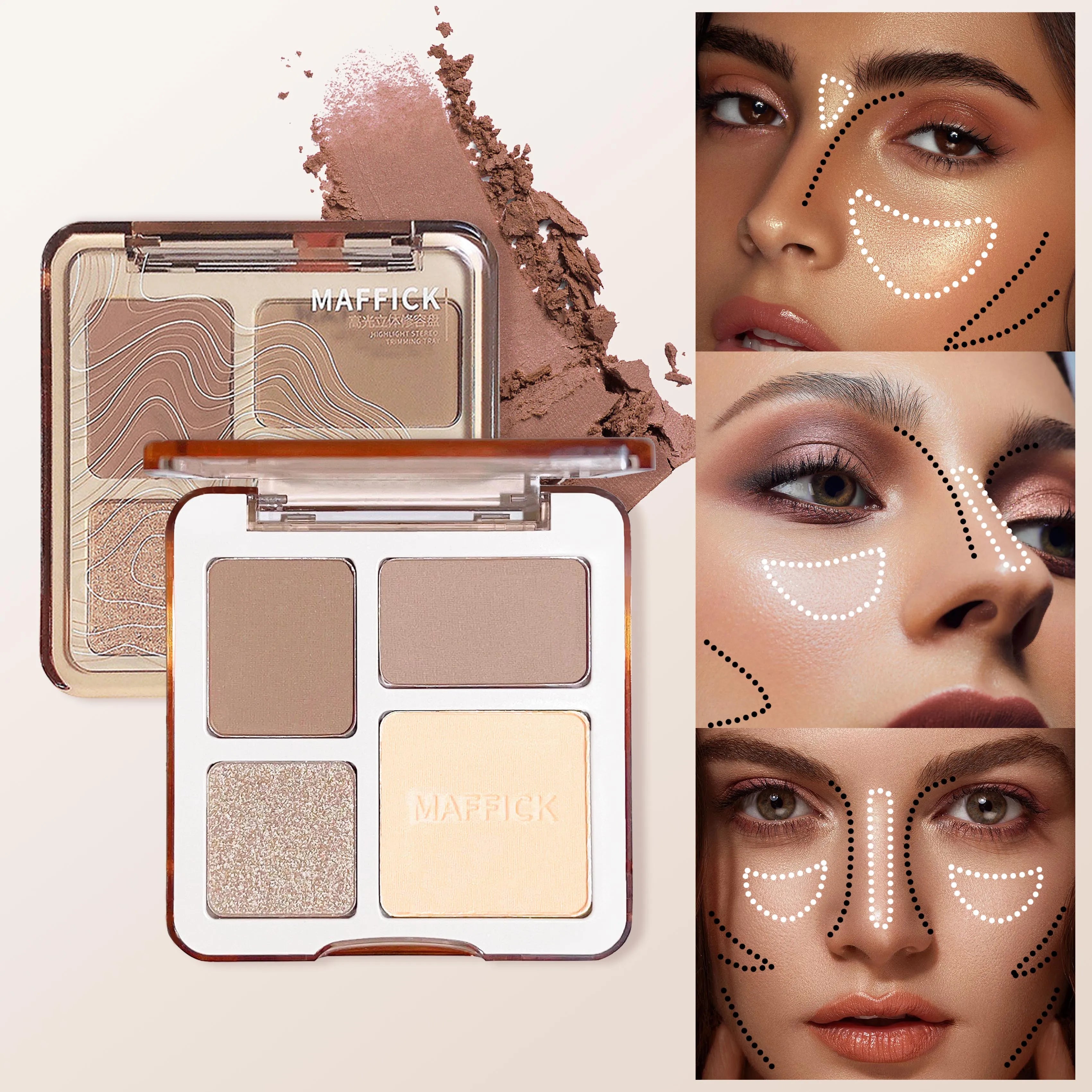 Four-color Highlight Three-dimensional Contouring Palette Face Zpaxo