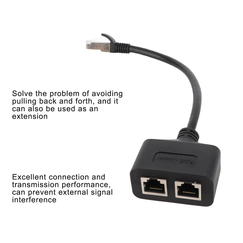 RJ45 Ethernet Adapter Cable Extension 1 to 2 Port for Home Office Excellent Connection Transmission Splitter Adapter Zpaxo