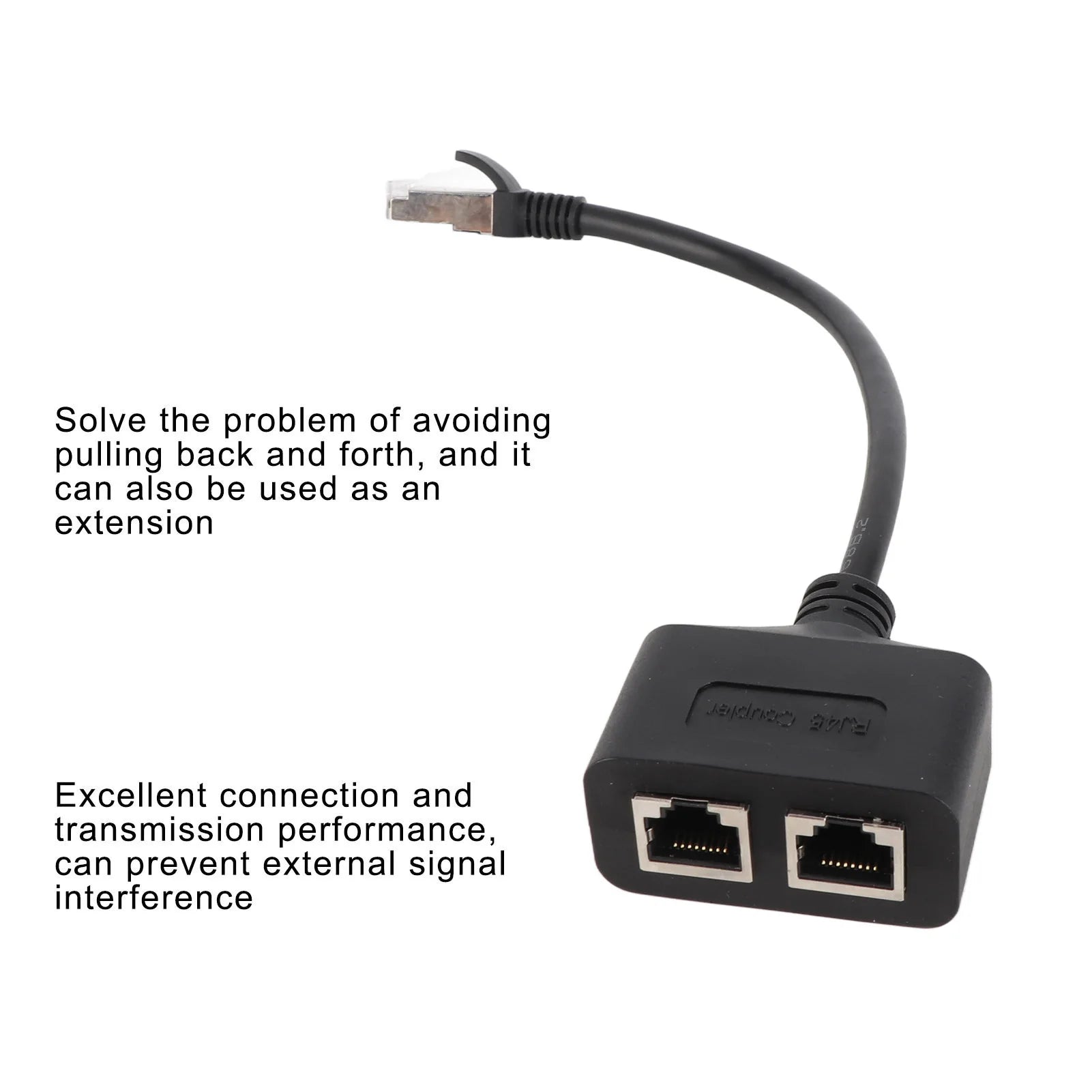 RJ45 Ethernet Adapter Cable Extension 1 to 2 Port for Home Office Excellent Connection Transmission Splitter Adapter Zpaxo