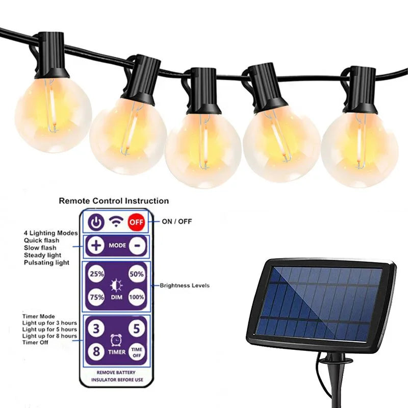 Solar LED Outdoor Lamp G40 Bulbs Camping Fairy Lights Garden Zpaxo