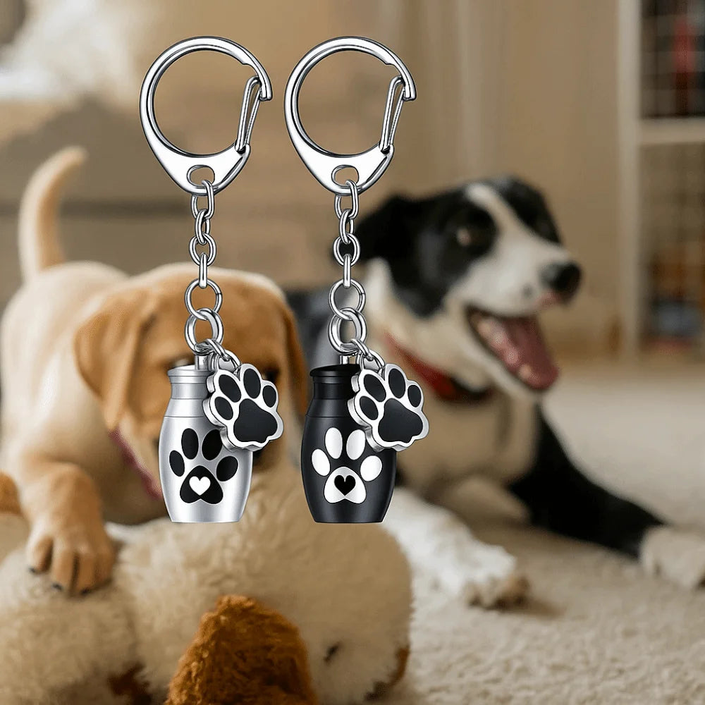 Aluminum Alloy Pet Urns Keychain Paw Print Wear Resistant Pet Urn Pendant Waterproof Hanging Cat Dog Ashes Pendant Pet Teeth Zpaxo