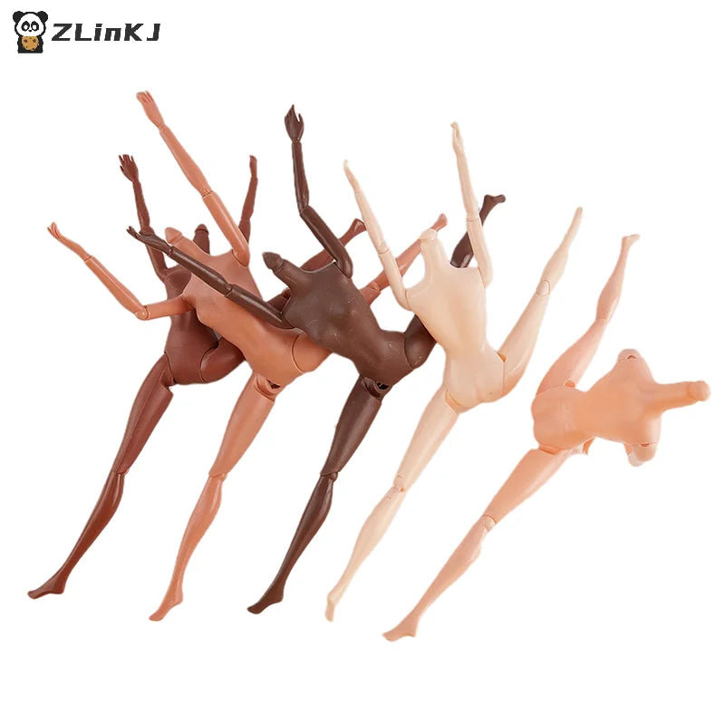 ▶1Pc 11 Movable Joints 26/27cm African Doll Nude Body Brown Black Skin Doll Body Skin Children's Pretty Girl Toy Gift Zpaxo
