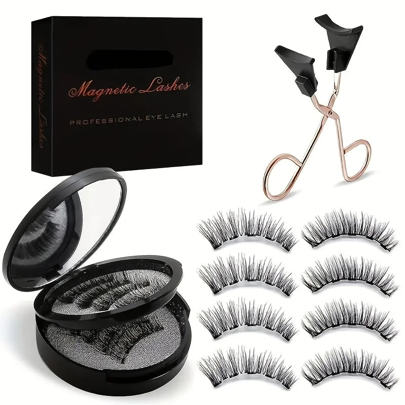 8pcs Magnetic Eyelash Kit Natural False Lashes Waterproof Eyelashes Extension Kit Reusable Wispy False Eyelashes Makeup Tools Zpaxo
