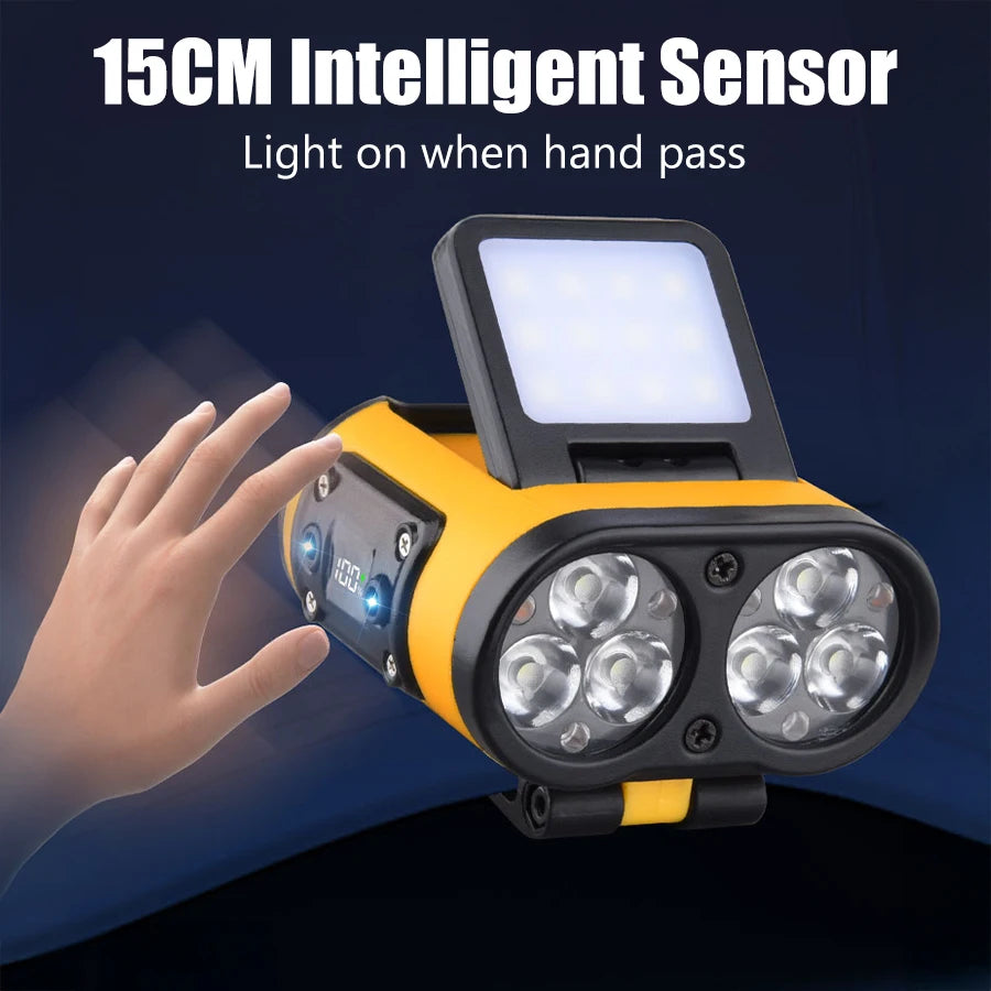 COB LED Headlamp 900LM – USB-C Rechargeable, Cap Clip & Sensor