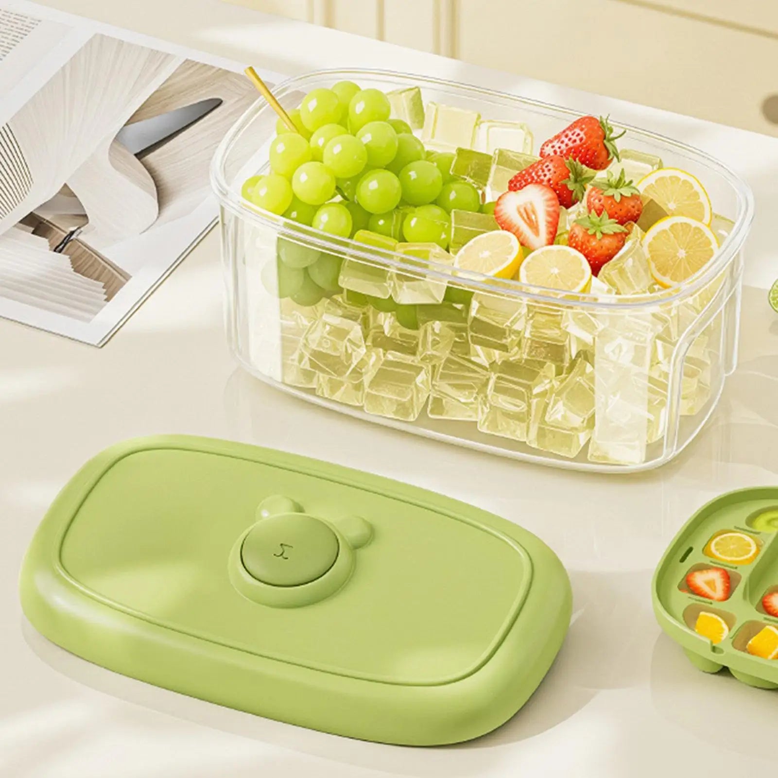 28 Grid Press Ice Cube Mold Leakproof Food Grade Tray Freezer