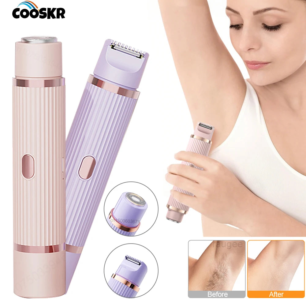 Electric Shaver Bikini Trimmer Rechargeable Double Head Facial