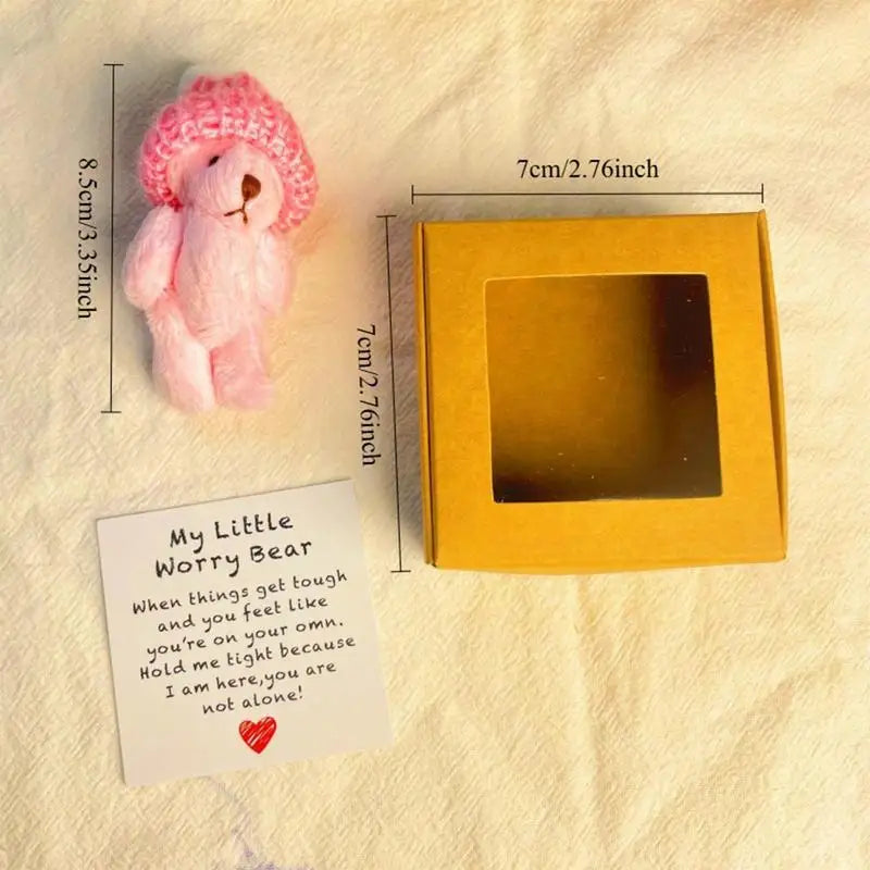 Plush Bear Cute Bear Stuffed Animal With Card Handmade Cute Pet Buddy With Inspirational Card Positive Home Decor For Women Men Zpaxo