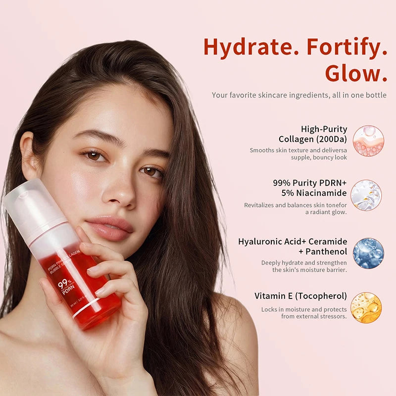 PDRN Pink Collagen Bubble Serum – Hydrating Firming Essence Collagen Face Serum Zpaxo