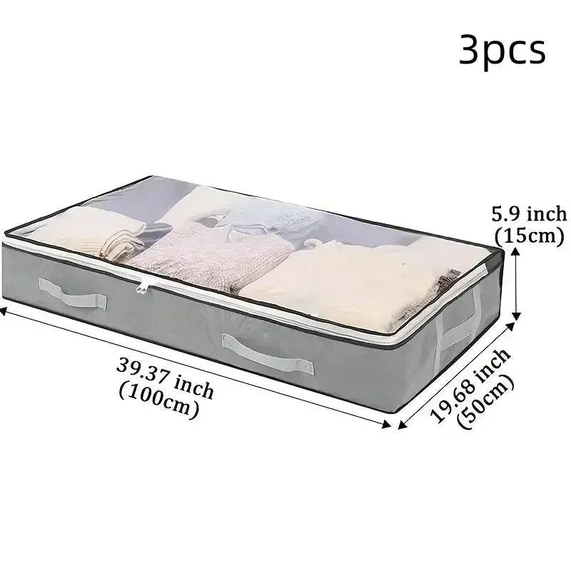 Under Bed Storage Box – Dustproof Organizer for Bedding & Toys Under Bed Organizer Zpaxo gray 3pcs