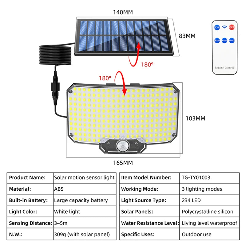 Outdoor Solar Lights Sensor Floodlight Waterproof Bright Lamp Door Zpaxo