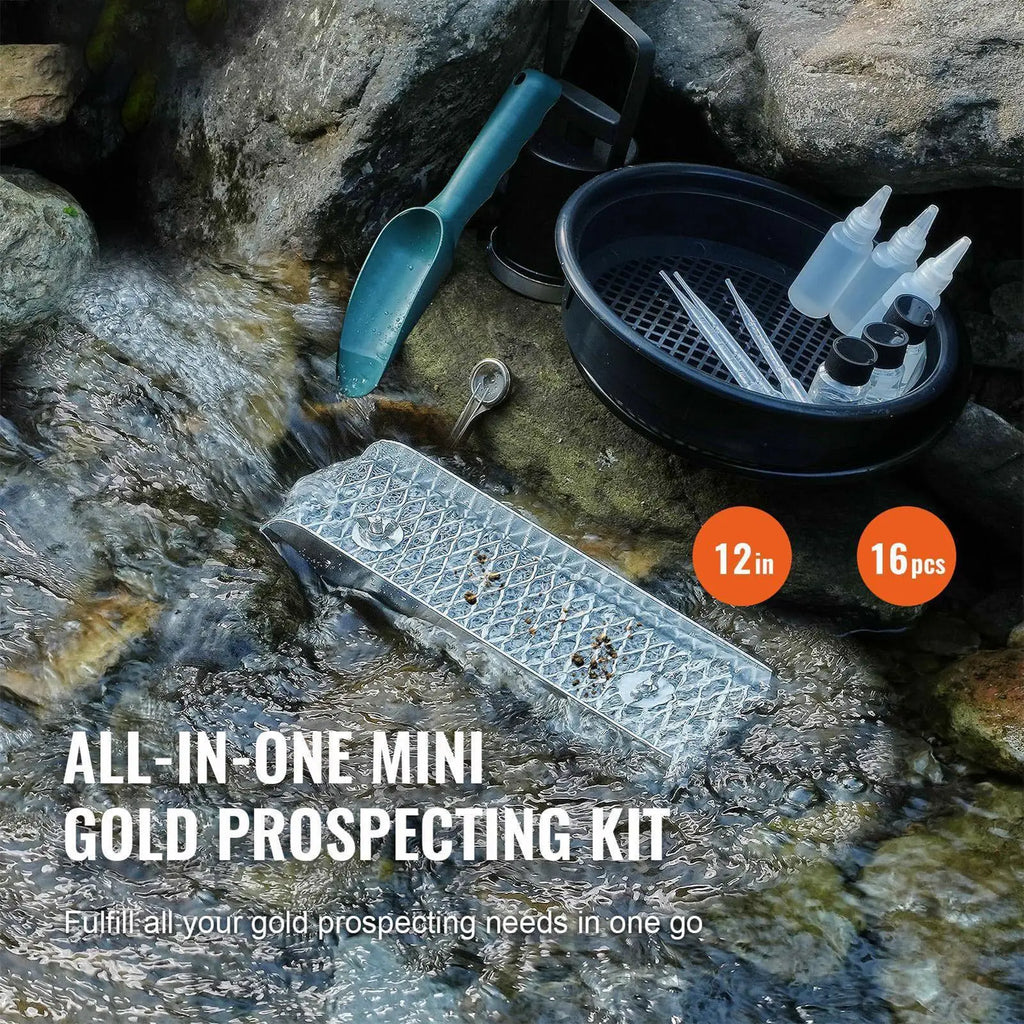 Gold Panning Kit with Sluice Box Small Portable Toys Gold Panning Kit with Miner Moss for Outdoor Lake River Stream Mountain Zpaxo