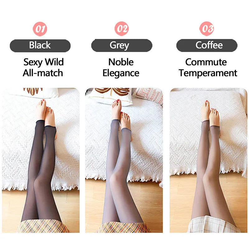 Women's Thermal Underwear Transparent Polar Thermo Warm Tights False Pantyhose Winterpanty Thermal Leggings Woman Polar Stocking Zpaxo
