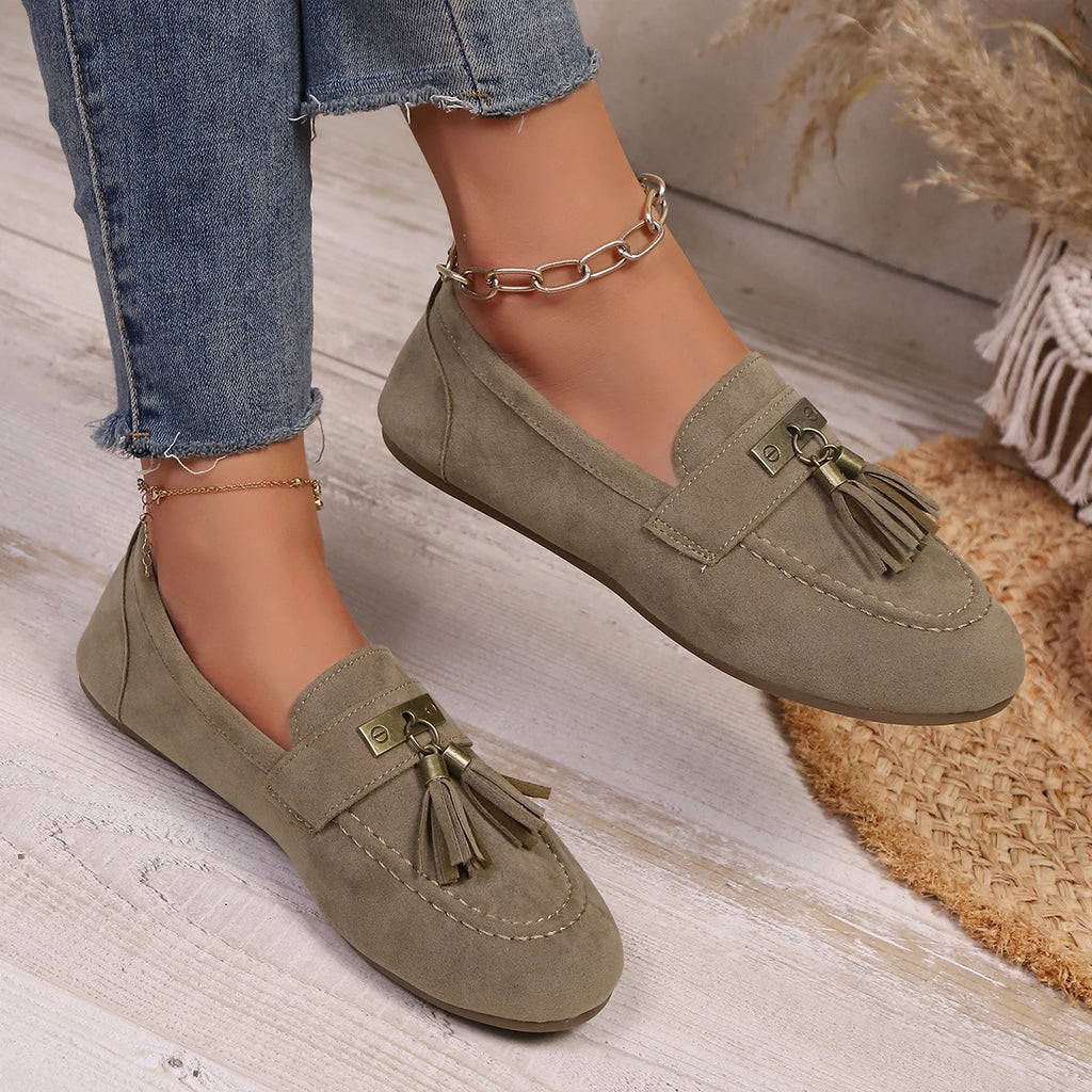 Women Loafers Outdoor Tassels Flat Sneakers Women Comfortable Vacation Shoes Round Toe Walking Shoes Ladies Zapatos De Mujer Zpaxo