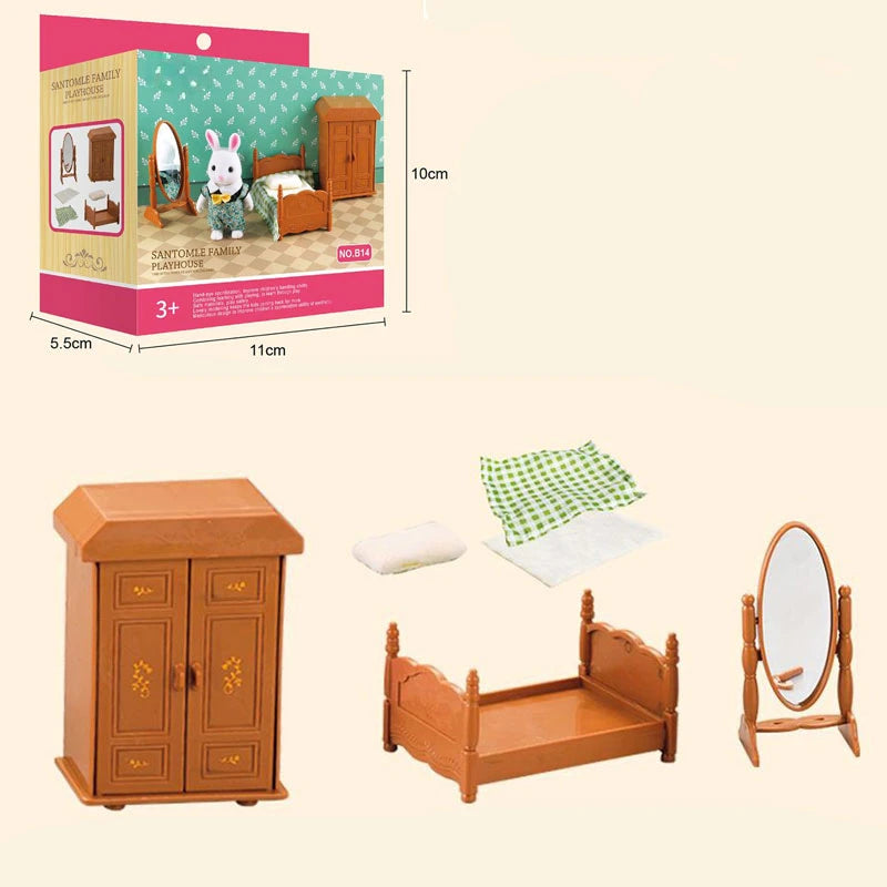 Dollhouse Furniture Bedroom Toy Simulation Forest Rabbit Family Doll Zpaxo B14