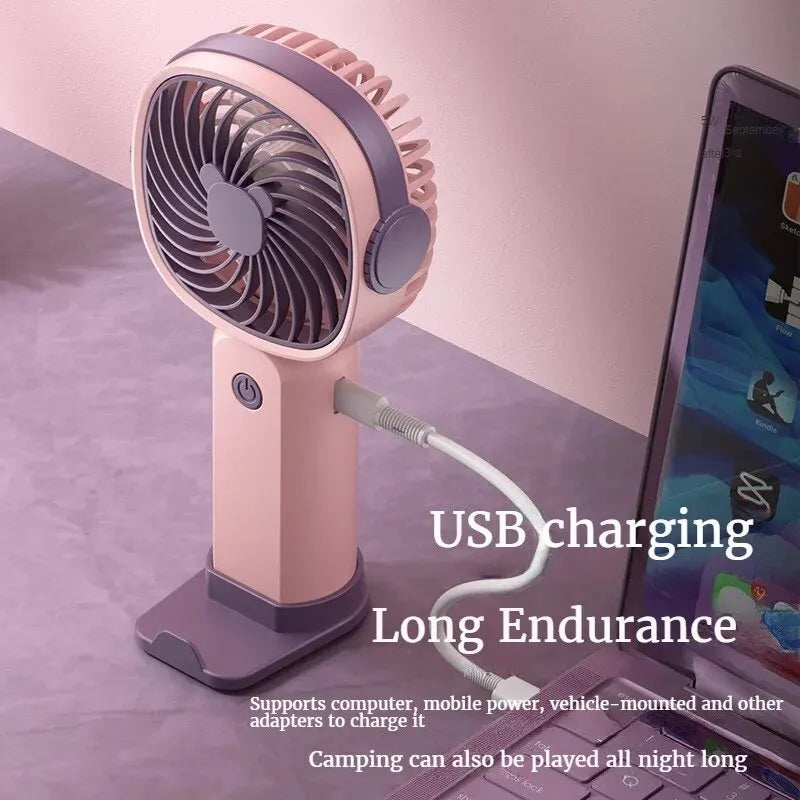 Mini USB Handheld Fan Multi-Functional Desktop With Stand Eectric Fan Students Outdoor Portable Portable Small Fan Zpaxo