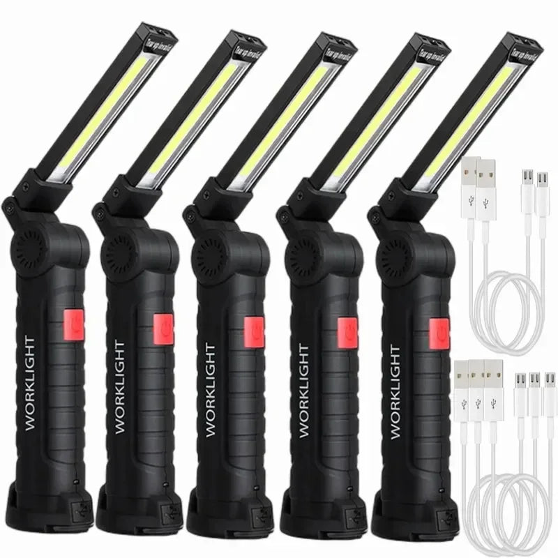 USB Rechargeable LED Work Light – Magnetic, Hook & 5 Modes