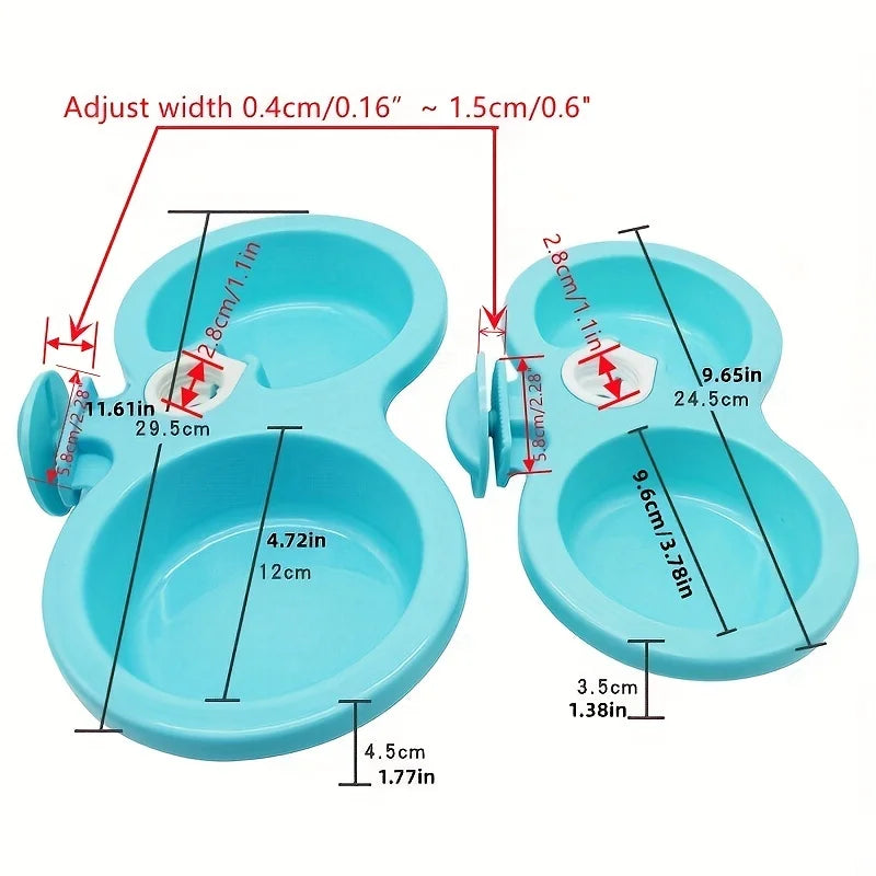 Double Pet Cage Hanging Food Bowls Automatic Drinking Water Feeder 3