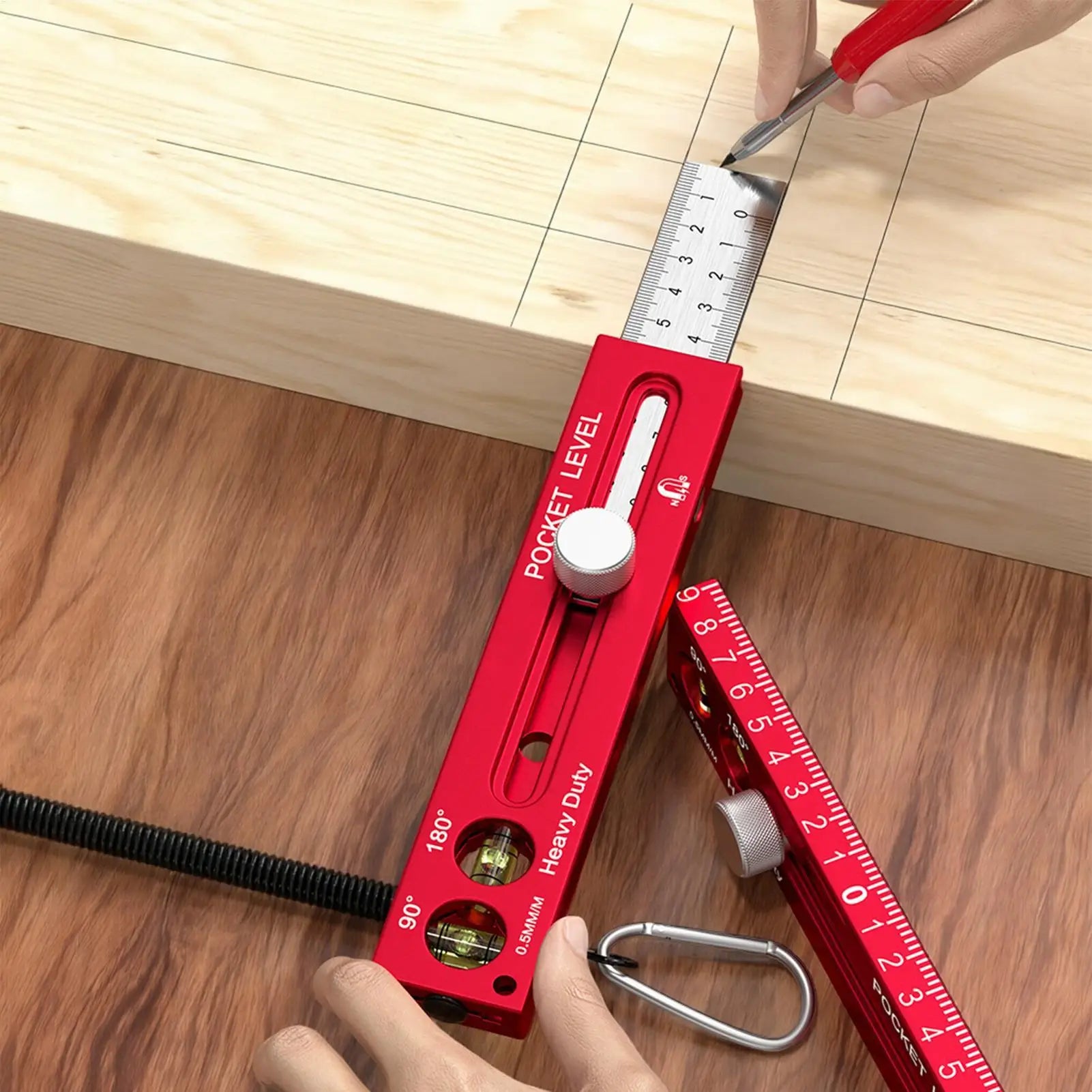 Magnetic Woodworking Ruler Aluminum Alloy Level Marking Gauge Metric