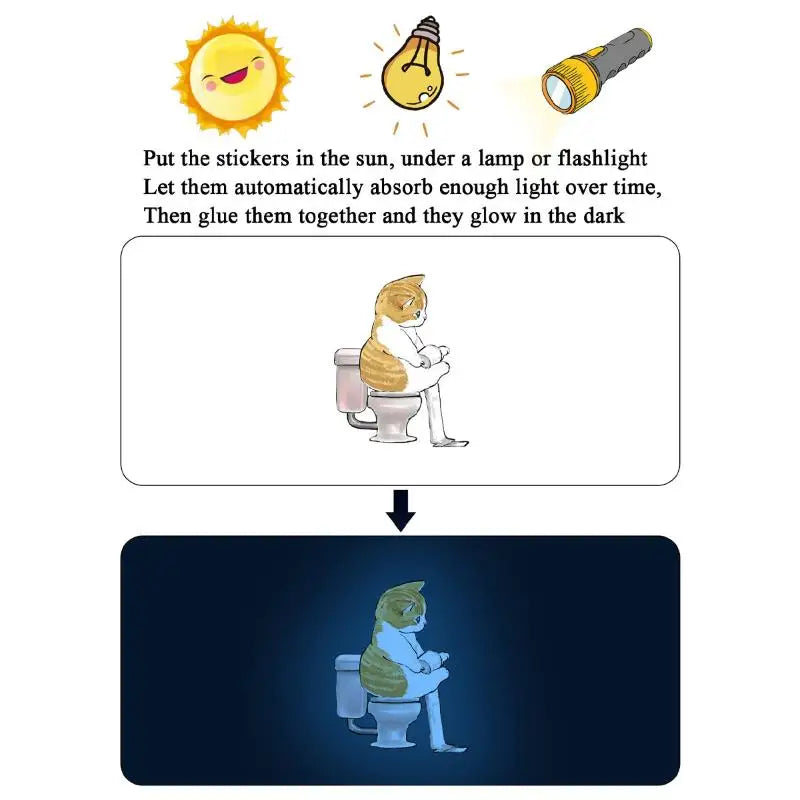 Glow in the Dark Cat Toilet Sticker – Funny Bathroom Decal