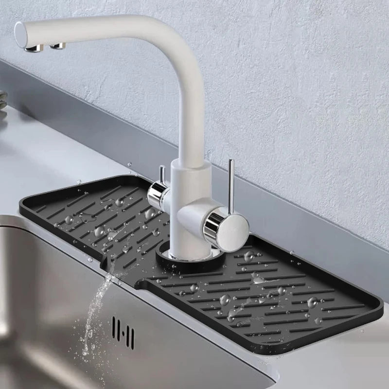 Silicone Faucet Splash Guard Long Water Catcher Mat Kitchen